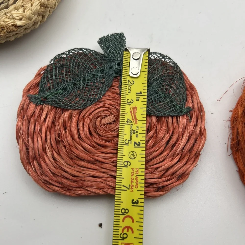 Lot 7 Orange/ Beige/Apple Coasters Retro 70's Natural fiber Woven Farmhouse Fall